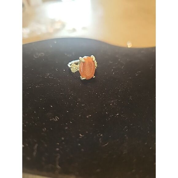 Sterling Silver sparkle orange Ring Glitter Size 5 - Picture 1 of 5